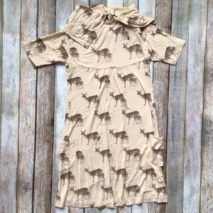 Kate Quinn Bamboo Deer Family Collared Pocket Lounge Dress